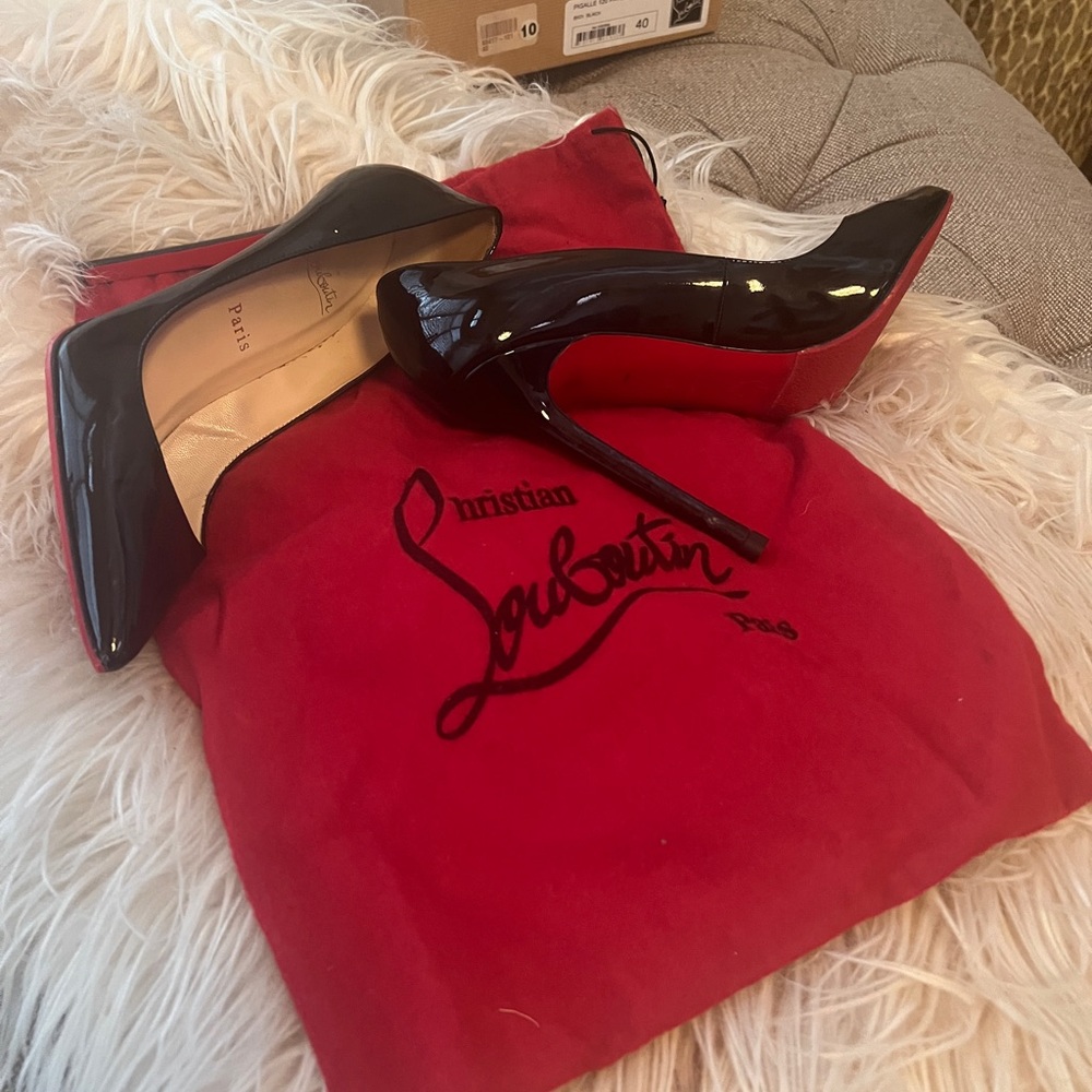 Christian Louboutin Black and Red Stiletto Heels - Picture 7 of 9